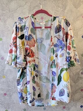 H&M Michelle Morin Collab Tropical Print Kimono/Duster